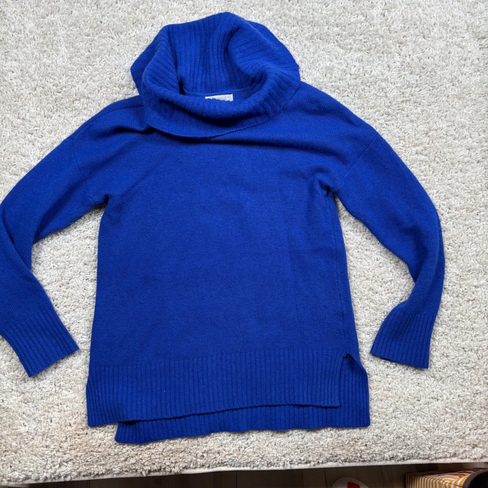 Bartolini‎ Blue Wool Blend Cowl Neck Tunic Sweater Size S Made in Italy